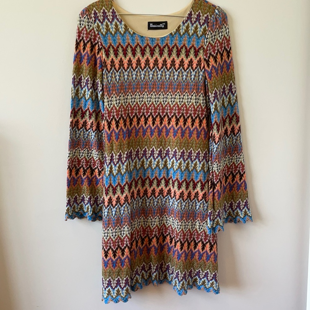 Multicolored Longsleeve Dress